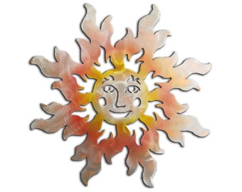 Happy Face Sun, Southwest Metal Wall Art, Sunset Swirl Finish, Decor, Handmade, USA