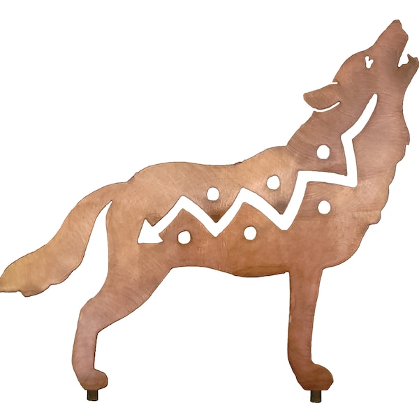 Wolf Metal Yard Art Statue, Rust Finish, Made in the USA