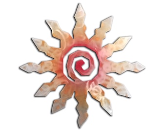 Sunburst Sun, 12 Pt, Southwest Metal Wall Art, Sunset Swirl Finish, Decor, Handmade, USA