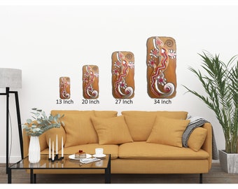 S-Shaped Gecko Metal Wall Art, Southwest Sunset Swirl Finish, Handmade Decor