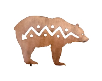 Grizzly Bear Metal Yard Art, Rustic Finish, Handmade USA
