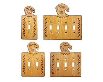 Bear Wood And Metal Standard Switch Plate Cover, Golden Sienna Finish, SW Switch Plate Cover, Single, Double, Triple, and Quad Sizes