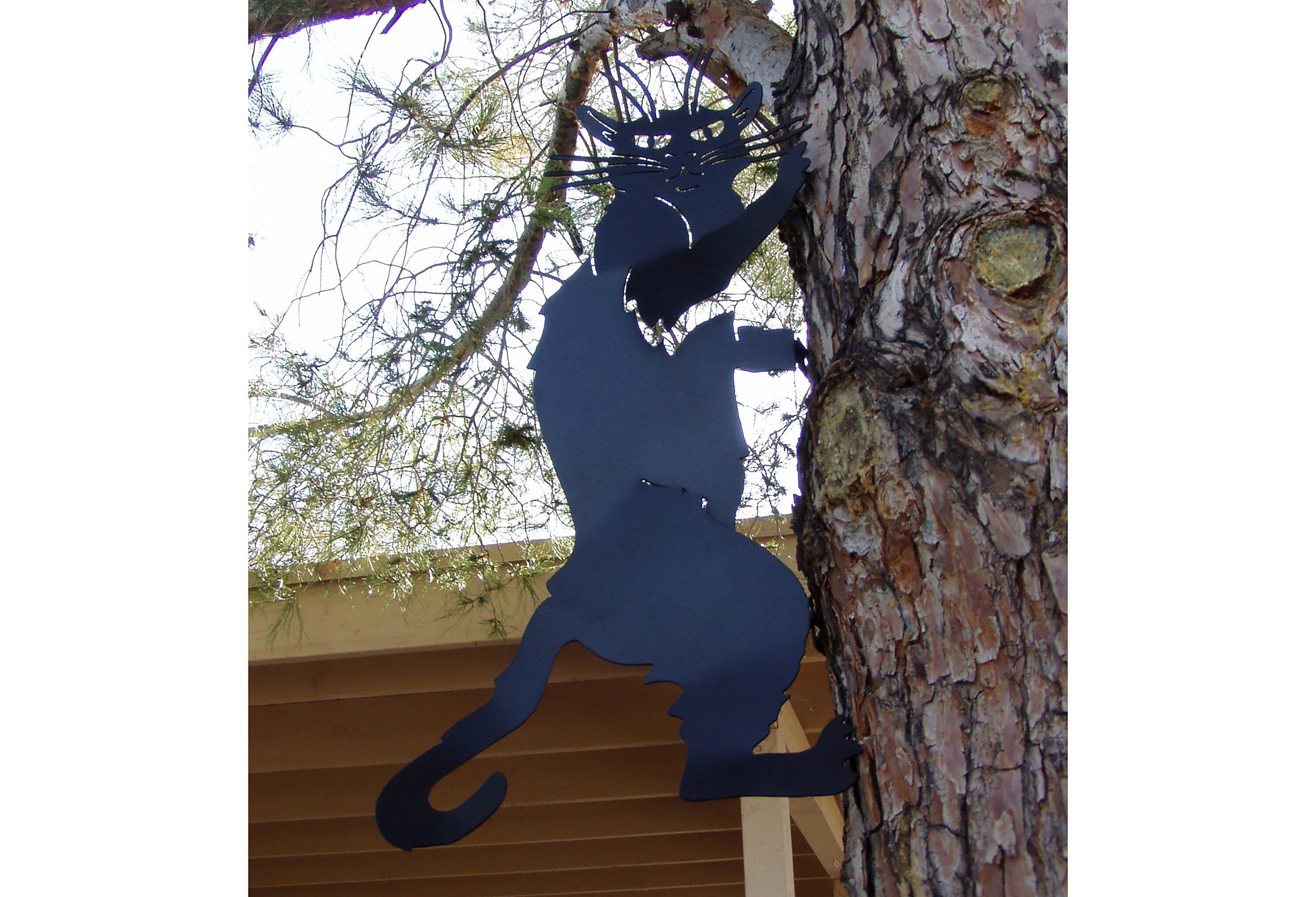Black Cat Climbing Tree or Wall El Gato Metal Yard Art Steel Etsy