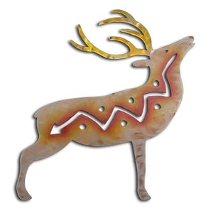 Deer Element Metal Wall Art, Woodland Collection, Stag, Elk, Sunset Swirl Finish, Available in Five Sizes, Handmade in the USA
