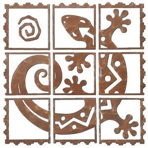 Large Gecko Lizard Metal Wall Art, Nine-Frame Polyptych, Extra large 9 Piece Southwest Rusted Wall Art, Available in 46 and 35-inch Sizes. image 6