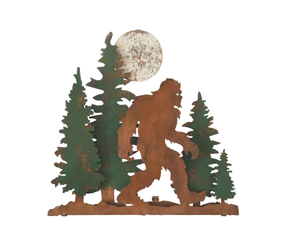 Sasquatch in Forest Wall Art, BigFoot Cut Out Table Decor, 3D Sculpture, USA