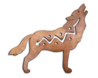 Wolf Element Metal Wall Art, Woodland Collection, Timber Wolf, Howling Wolf, Rust Finish, Available in Five Sizes, Handmade in the USA