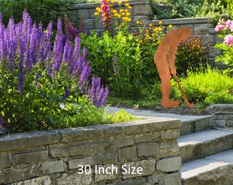 Bigfoot Golfing Statue Putt, Sasquatch Putter Yard Art, Handmade in Arizona, USA