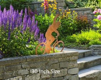 Bigfoot on Bike Statue Flip Off Sign Metal Yard Art, Handmade in, USA, Crooks Designs