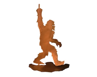 Bigfoot Flip Off Sign, Rustic Sasquatch Table Topper, Yeti Sculpture