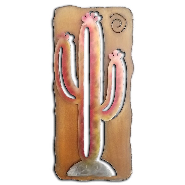 Cactus, Southwest Cut Outs, Sunset Swirl Finish, Metal Wall Art, Decor, Handmade, USA