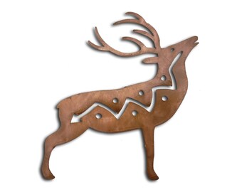 Deer Element Metal Wall Art, Woodland Collection, Stag, Mule Deer, Wild Deer, Rust Finish, Available in Five Sizes, Handmade in the USA