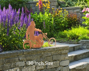 Bigfoot Chopper Statue Metal Yard Art, Crooks Designs, Handmade in Arizona, USA