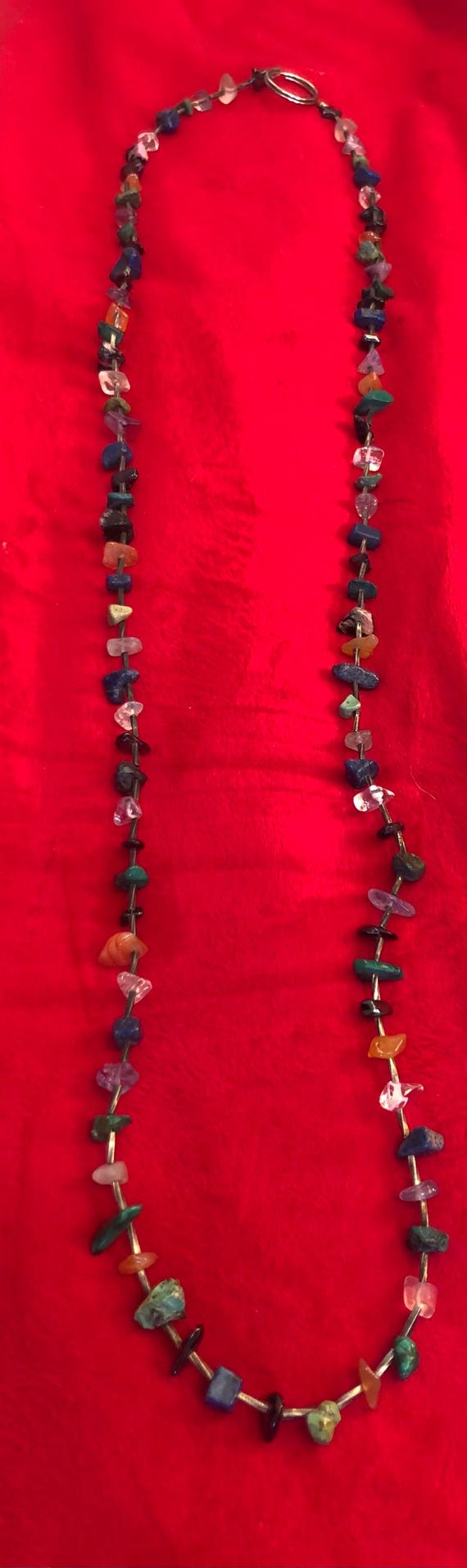 Multicolored gemstone chip necklace - image 3