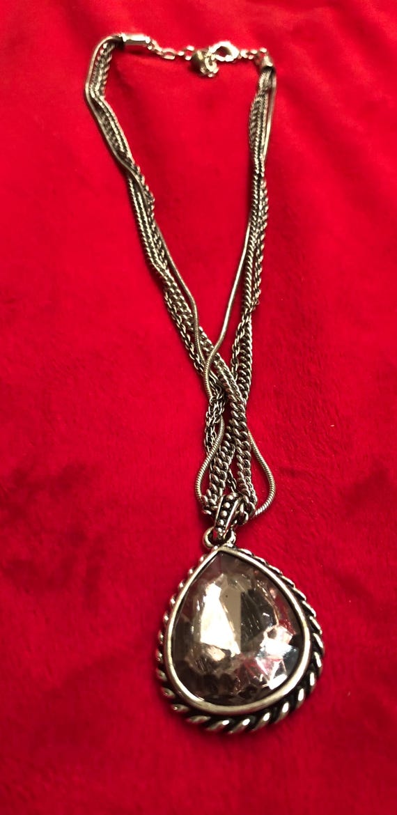 Silvertone twist curb & snake layer chain necklace - image 3