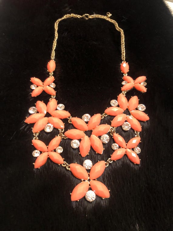 Orange bib statement necklace - image 1