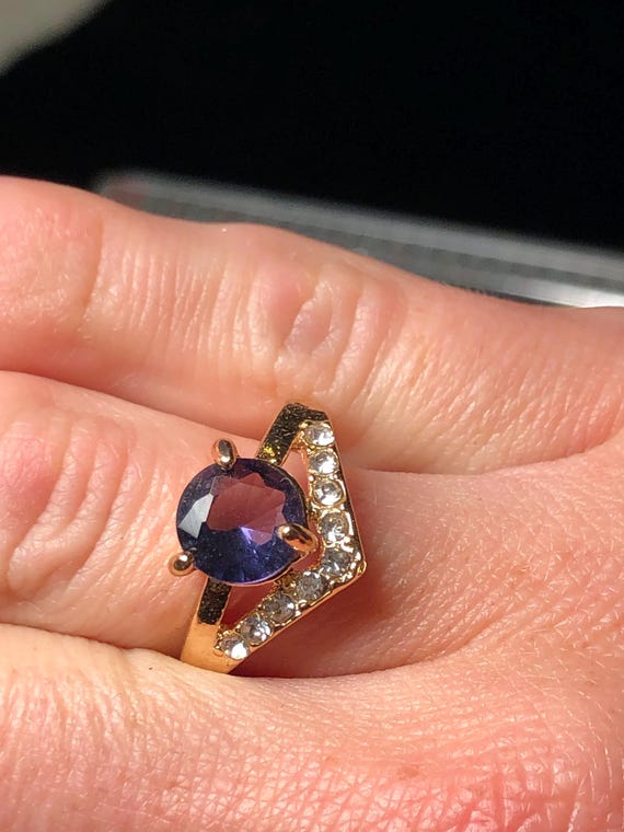 Amethyst with rhinestones ring - image 3