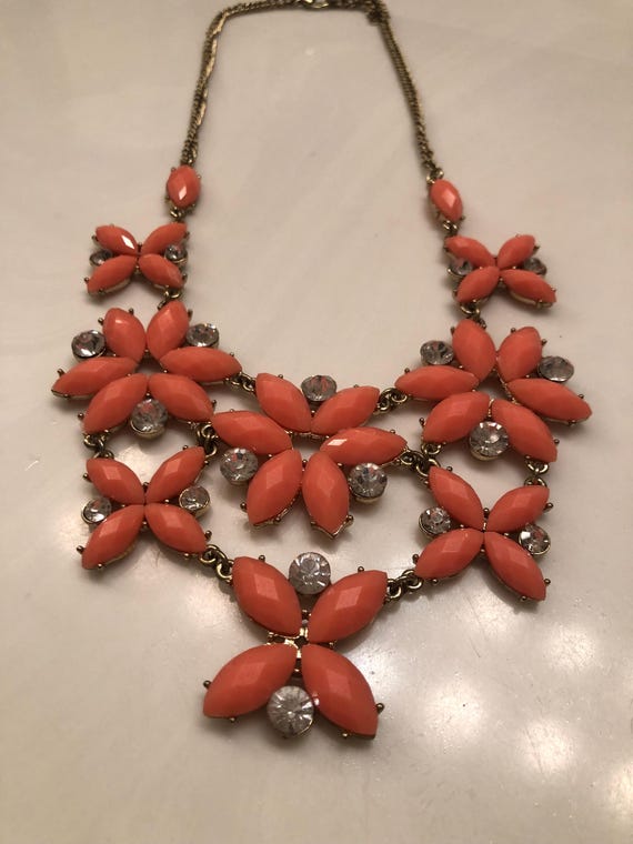 Orange bib statement necklace - image 3