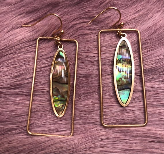 Goldtone rectangular drop earrings - image 5