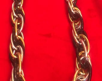 Two tone chain link necklace with gold and silver colored links