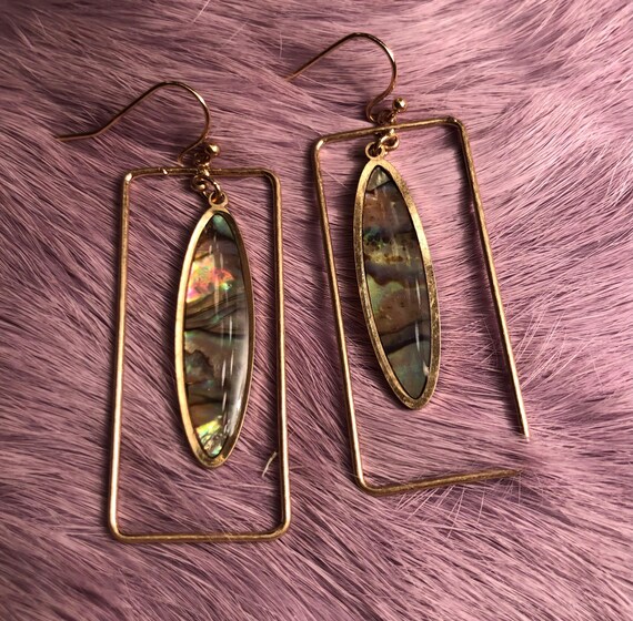 Goldtone rectangular drop earrings - image 4