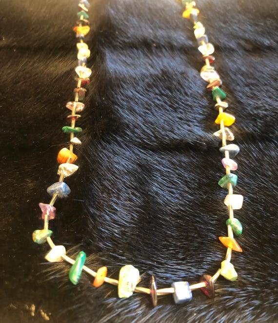 Multicolored gemstone chip necklace - image 2