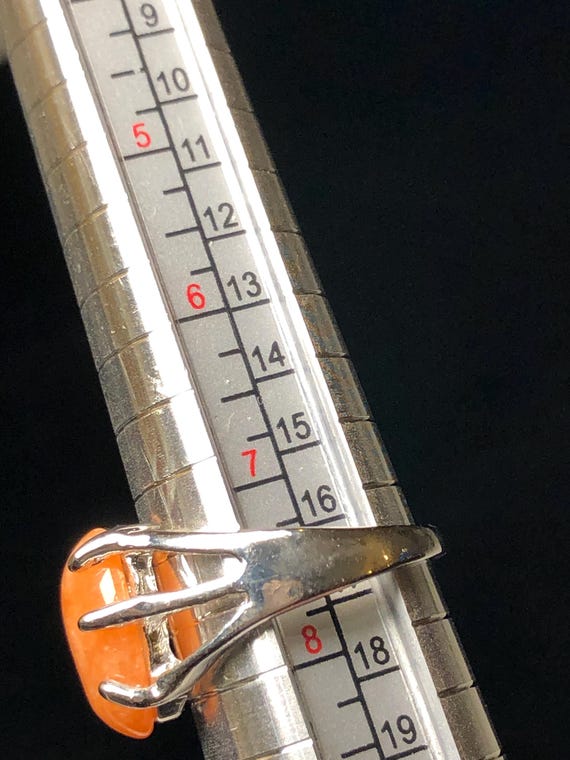 Orange stone Silvertone ring - image 4