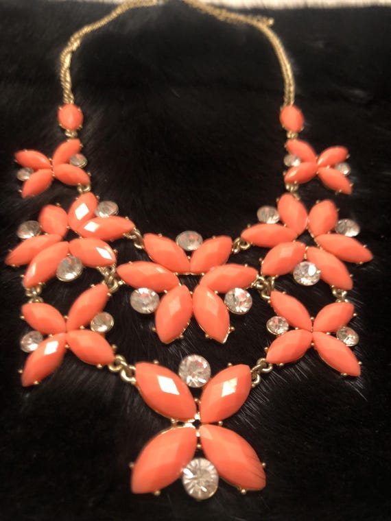 Orange bib statement necklace - image 2