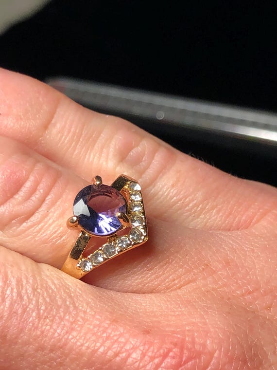 Amethyst with rhinestones ring - image 2