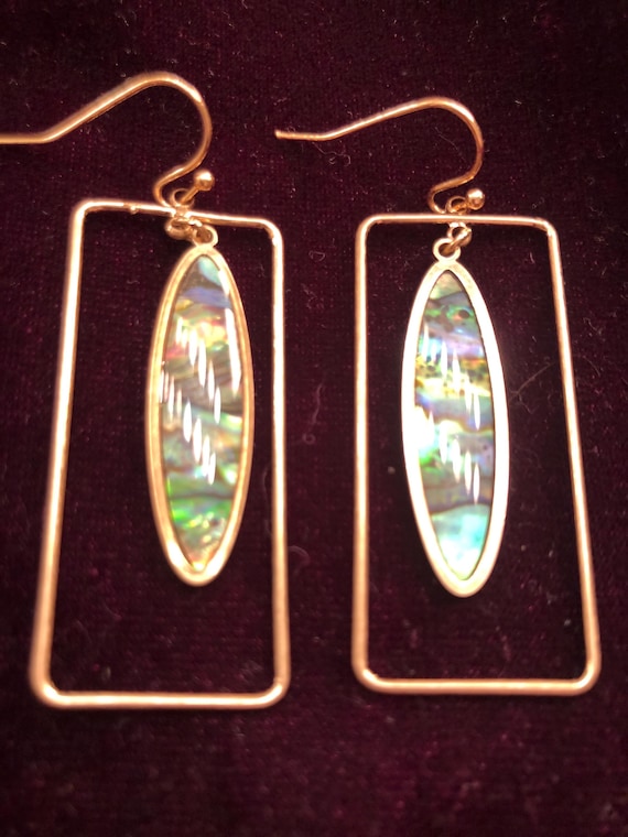 Goldtone rectangular drop earrings - image 1