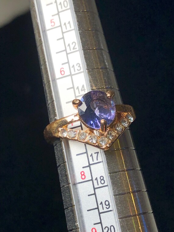 Amethyst with rhinestones ring - image 4