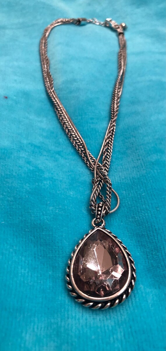 Silvertone twist curb & snake layer chain necklace - image 2