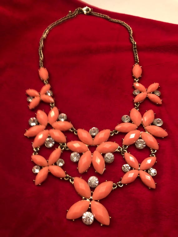 Orange bib statement necklace - image 4
