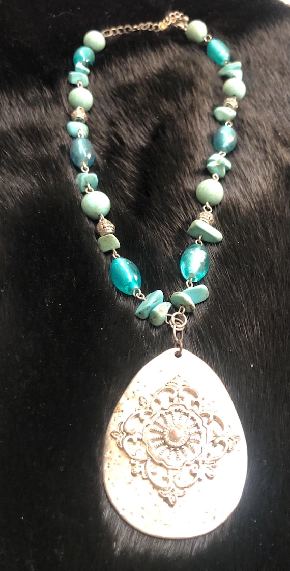 Boho style beaded statement necklace - image 2