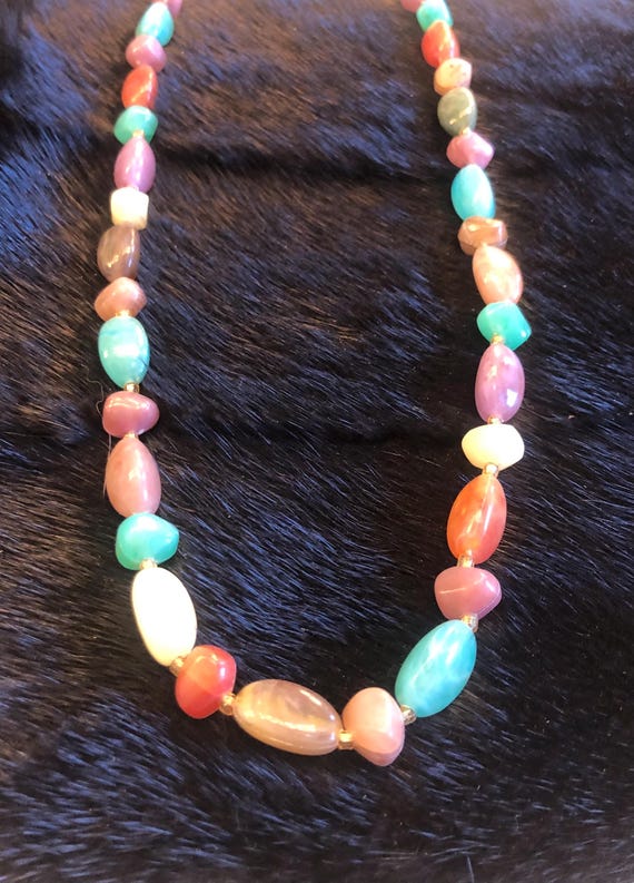 Multi gemstone bead necklace - image 1