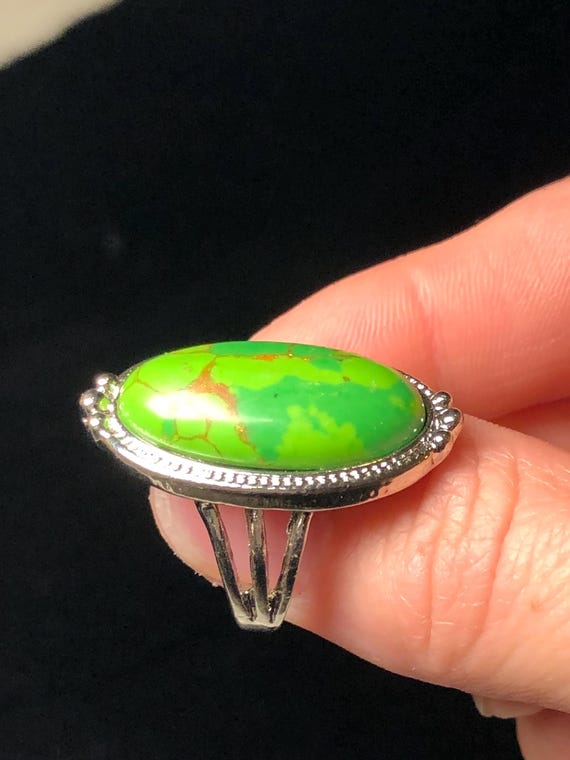 Green copper turquoise ring - image 3