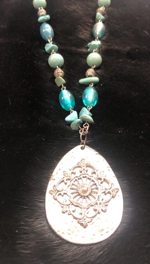 Boho style beaded statement necklace - image 1