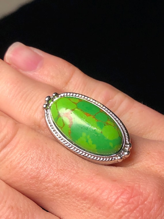 Green copper turquoise ring - image 1