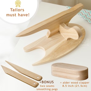 Può includere: Un martello da sarto in legno con due perni di levigatura e un battitore in legno. Il martello è lungo 21,5 cm.  I sarti devono avere! +BONUS due perni di levigatura per le cuciture