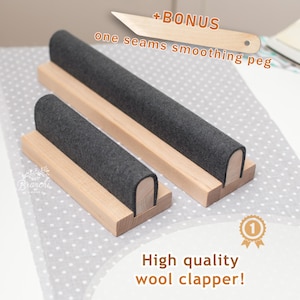 Wool Quilter&#39;s Clapper and Presser Bar for Seams, Choice of two lengths 11.5&quot; or 6.3&quot; (29 or 16 cm), One Seams Smoothing Peg