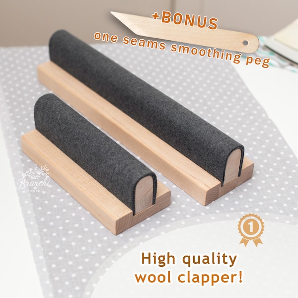 Prensatelas y barra para acolchado de lana para costuras, dos longitudes a elegir: 29 o 16 cm (11,5 o 6,3 pulgadas), una clavija para alisar las costuras.