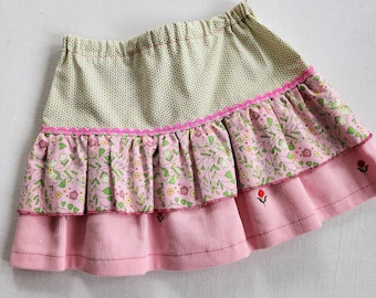 Toddlers Ruffled Tiered Skirt-Pink Ruffles Skirt-Size 2 Skirt