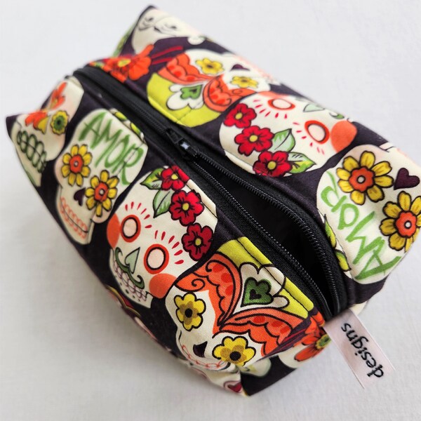 Cosmetic Bag-Sugar Skull- Frida-Zipper Pouch-Make up Bag-Washable Bag