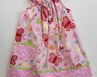 Girls Dress-Size 3 with adjustable straps- Butterfly Print- Jumper-Sundress-Pillowcase Dress-Ready to Ship