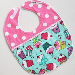 Baby Girl Bib- Pink Cupcake Bib-Toddler Bib-Infant Bib-Drool Bib