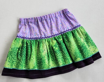 Girls Ruffled Tiered Skirt-Purple/Green Ruffles Skirt-Size 3 Skirt