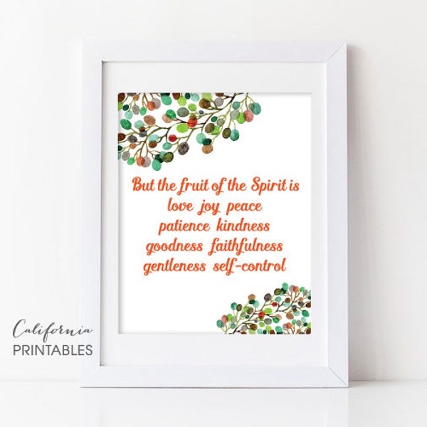 Christian Printable Art, Fruits of the Spirit Love Joy Peace Printable Art, Nursery Wall Art, Home Decor Wall Art, Bible Verse Print Art 67