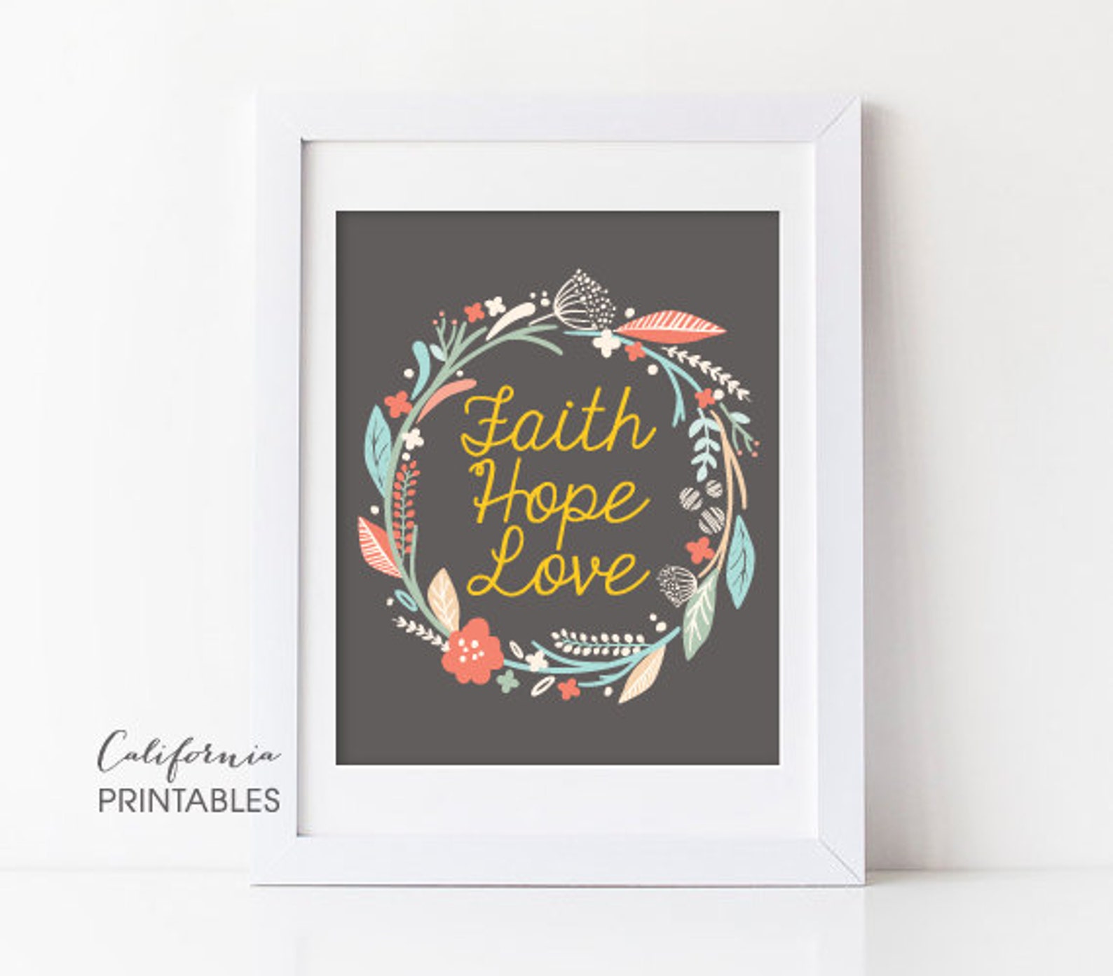 PRINTABLE ART Faith Hope Love Printable Scripture Print - Etsy