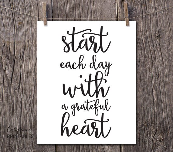 Christian PRINTABLE ART Start Each Day With a Grateful Heart - Etsy