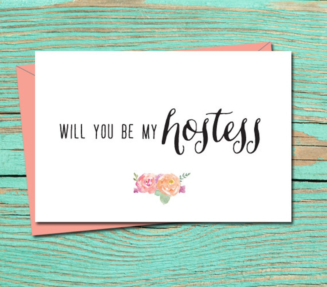 Will You Be My Hostess PRINTABLE CARD, Wedding Party Invitation ...